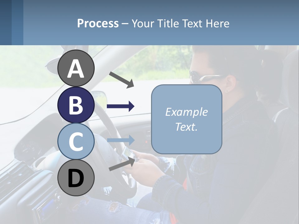 A Woman Sitting In A Car With A Steering Wheel PowerPoint Template