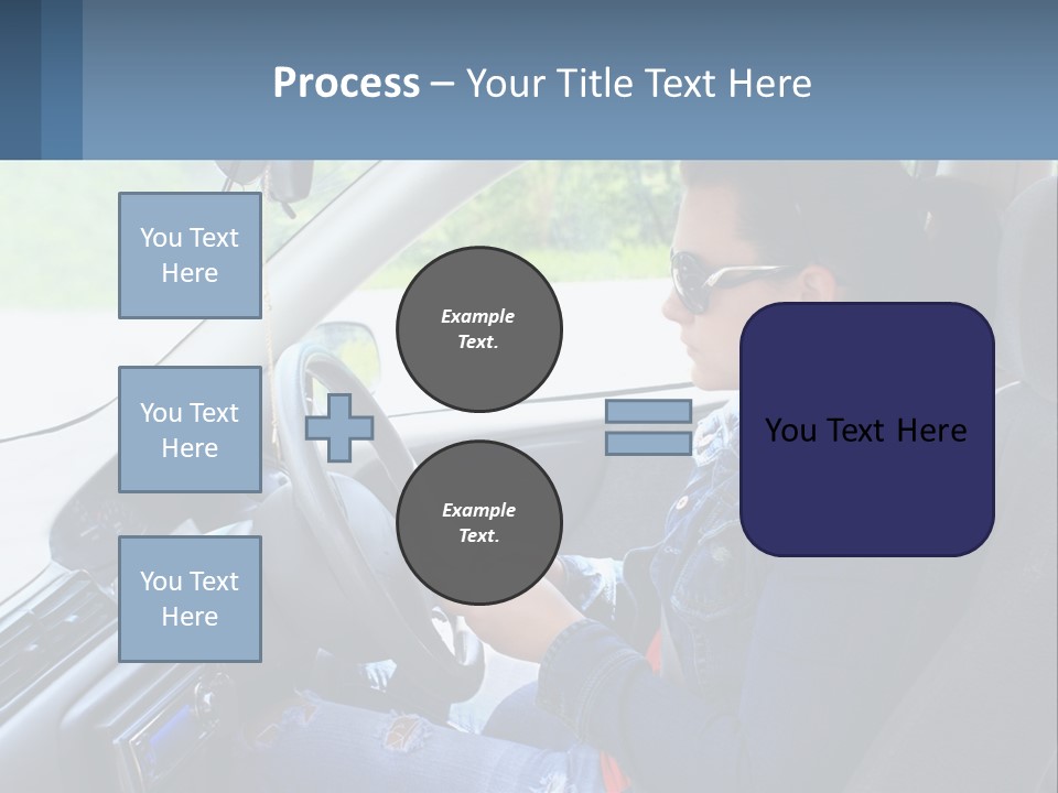 A Woman Sitting In A Car With A Steering Wheel PowerPoint Template