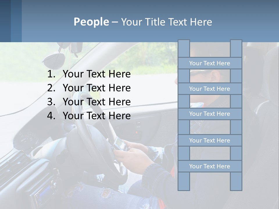 A Woman Sitting In A Car With A Steering Wheel PowerPoint Template