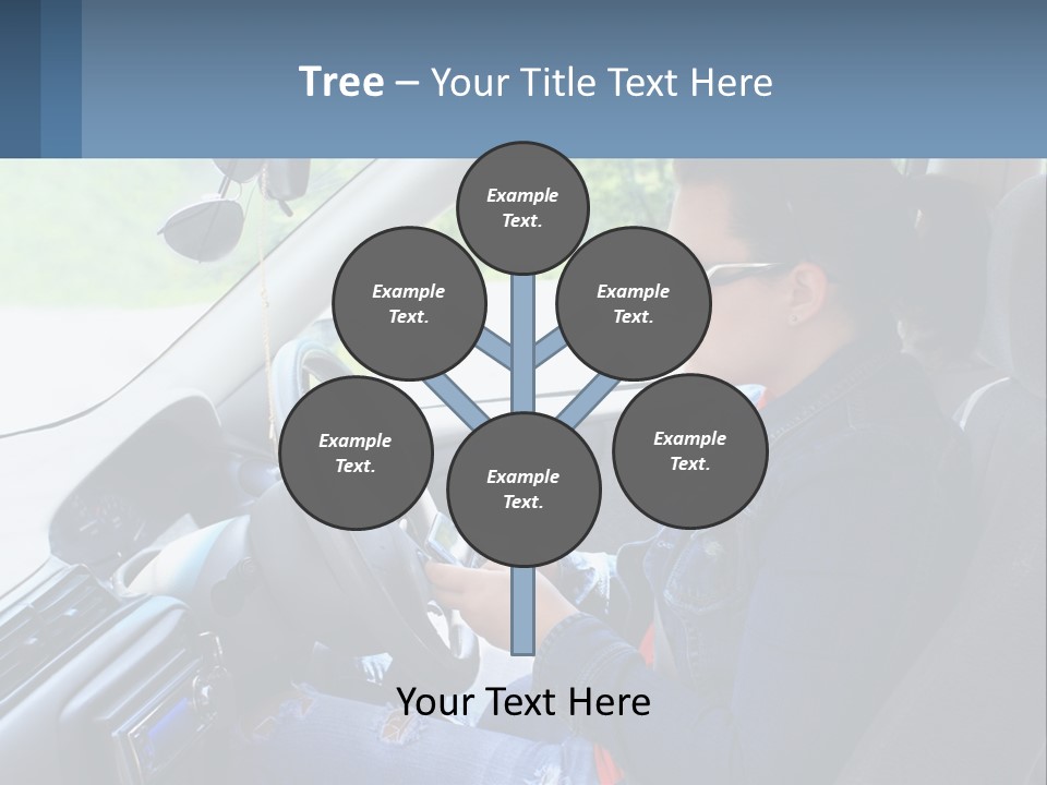 A Woman Sitting In A Car With A Steering Wheel PowerPoint Template