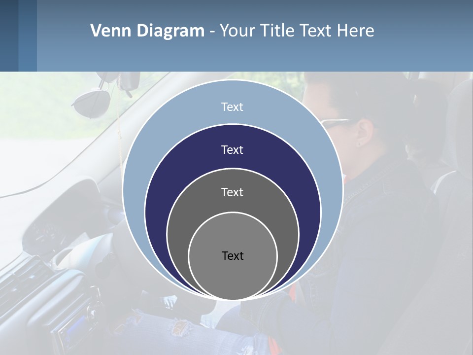 A Woman Sitting In A Car With A Steering Wheel PowerPoint Template