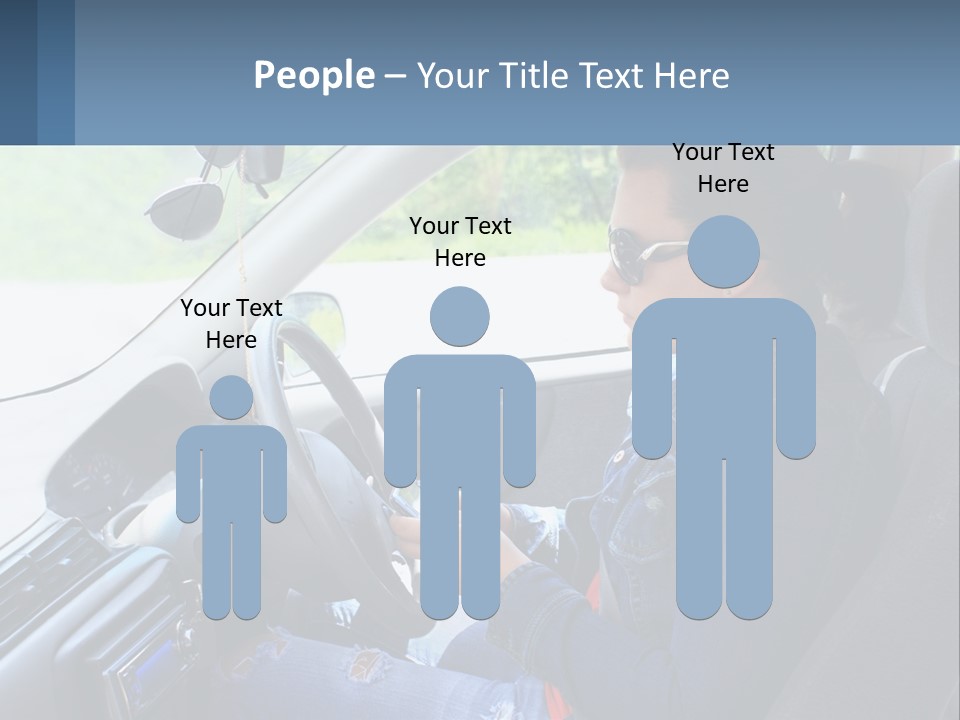 A Woman Sitting In A Car With A Steering Wheel PowerPoint Template