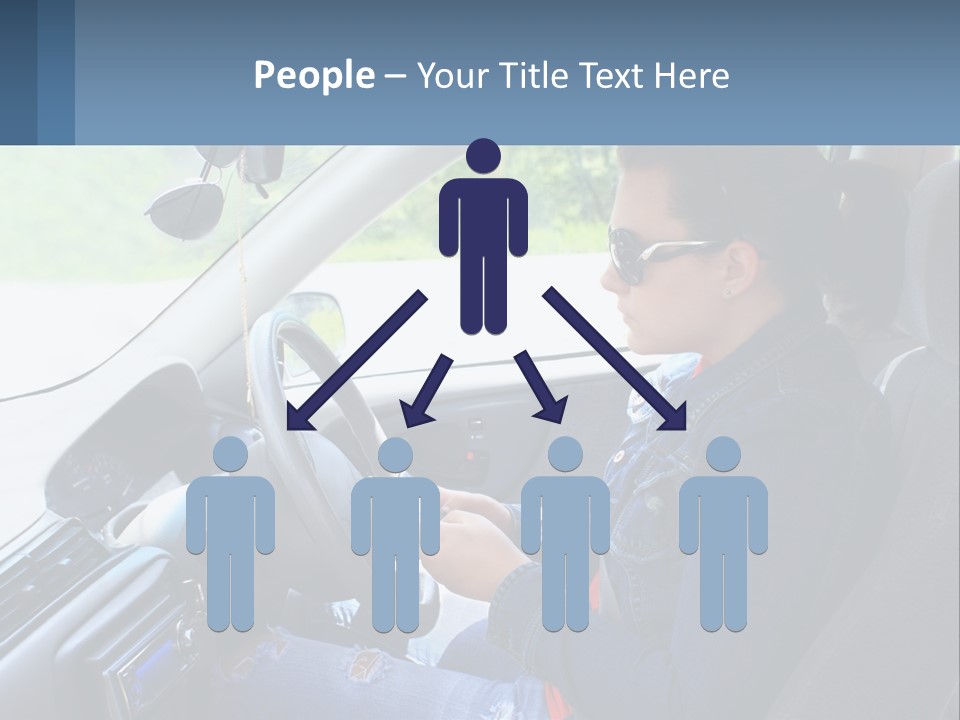 A Woman Sitting In A Car With A Steering Wheel PowerPoint Template