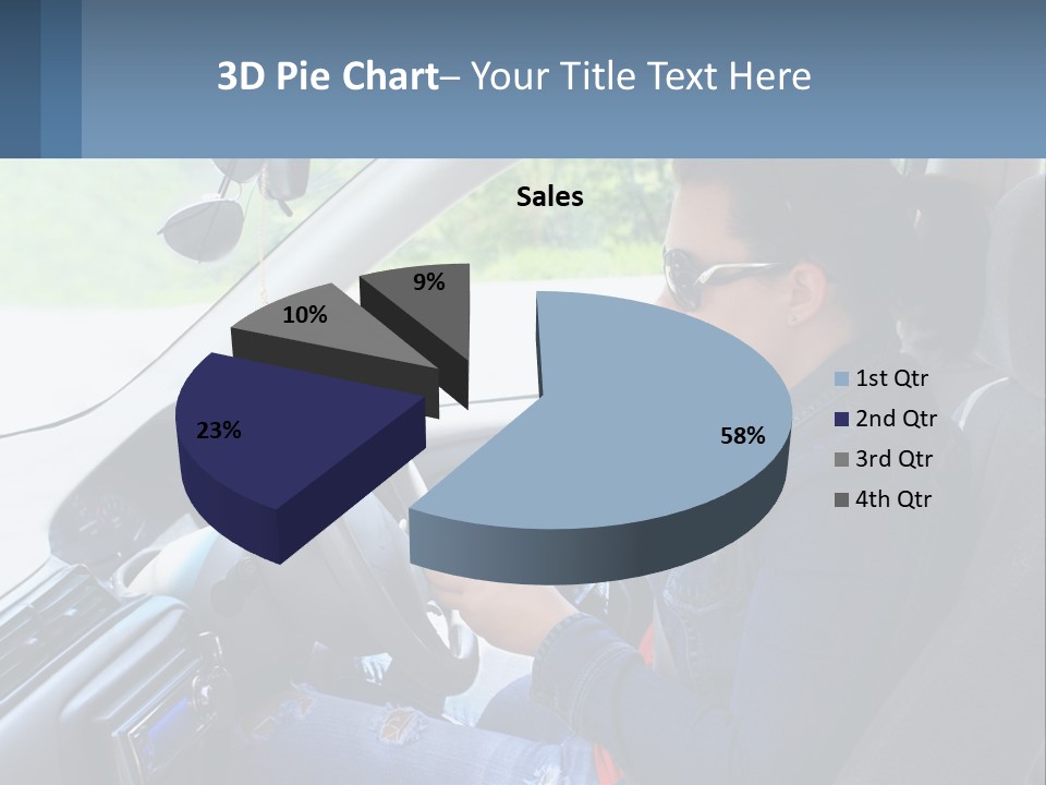 A Woman Sitting In A Car With A Steering Wheel PowerPoint Template
