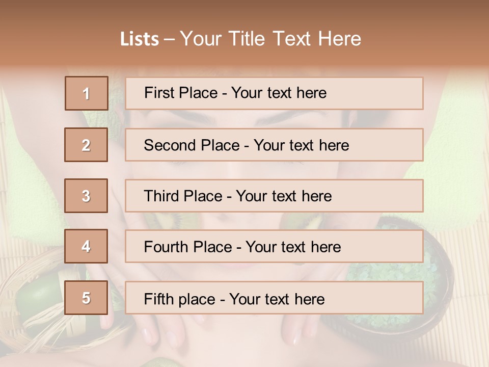 A Woman With Kiwi Slices On Her Face PowerPoint Template