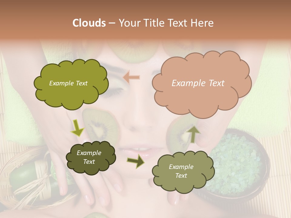 A Woman With Kiwi Slices On Her Face PowerPoint Template