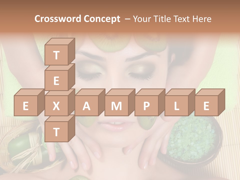 A Woman With Kiwi Slices On Her Face PowerPoint Template