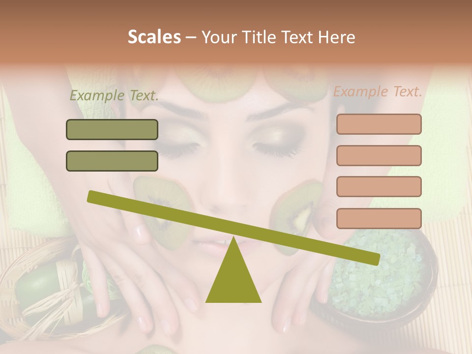 A Woman With Kiwi Slices On Her Face PowerPoint Template
