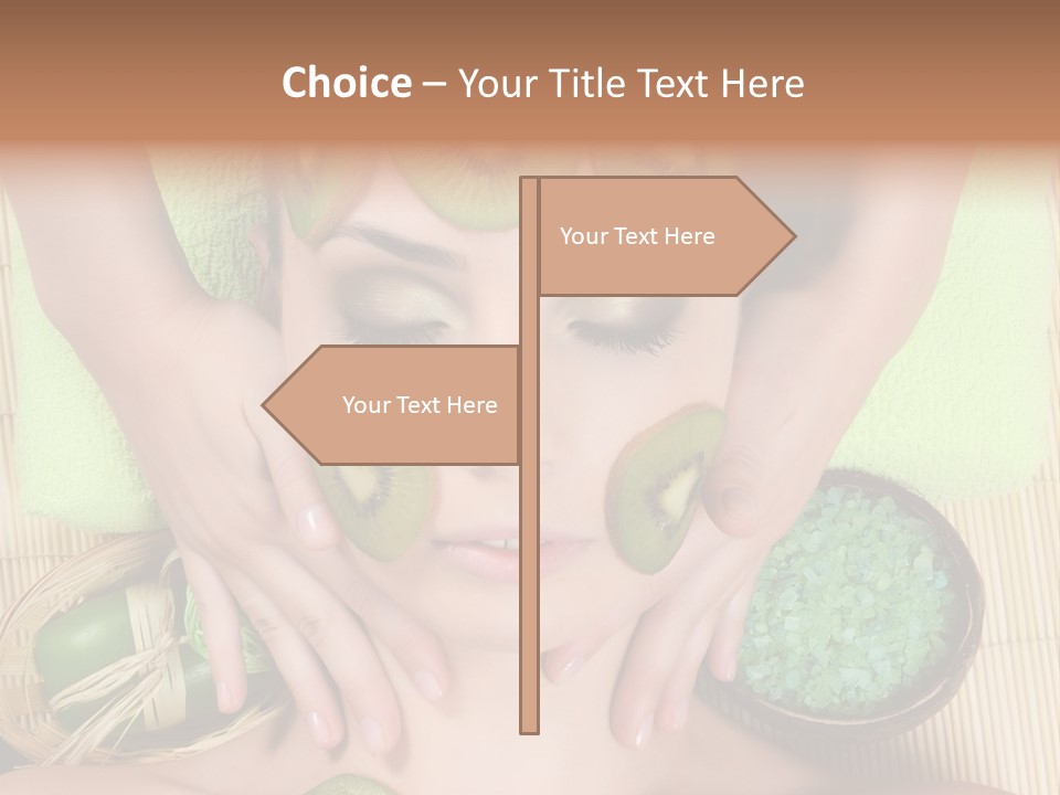 A Woman With Kiwi Slices On Her Face PowerPoint Template