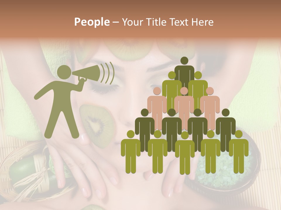 A Woman With Kiwi Slices On Her Face PowerPoint Template