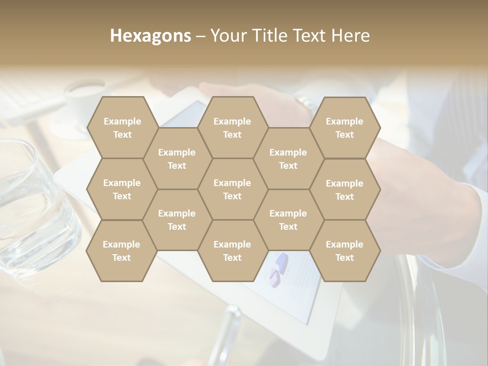 A Group Of People Sitting Around A Table With A Tablet PowerPoint Template