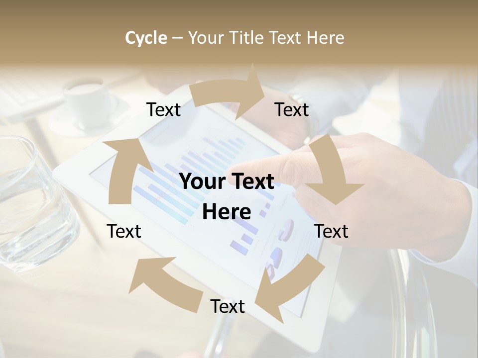 A Group Of People Sitting Around A Table With A Tablet PowerPoint Template