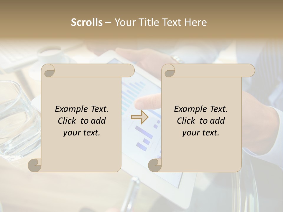 A Group Of People Sitting Around A Table With A Tablet PowerPoint Template
