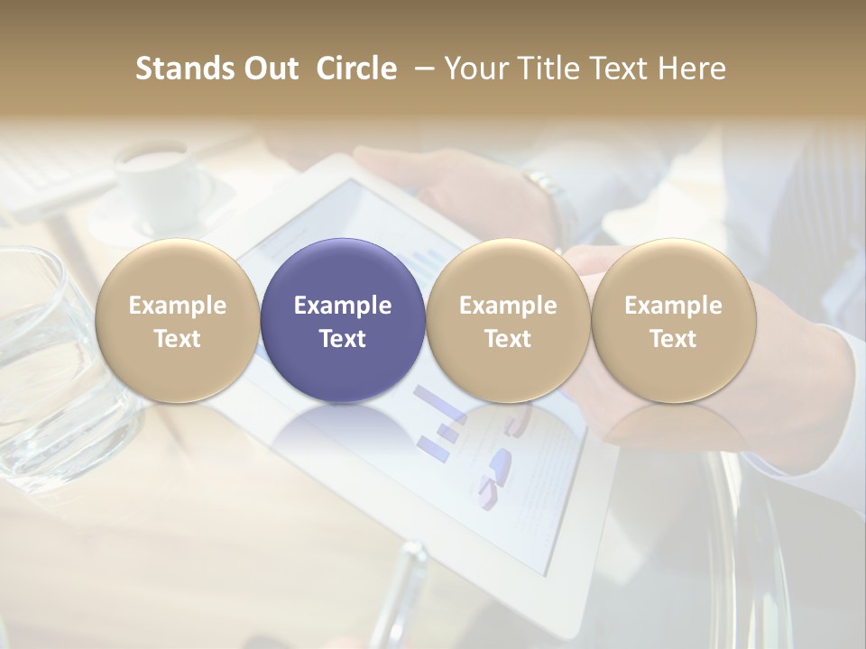 A Group Of People Sitting Around A Table With A Tablet PowerPoint Template