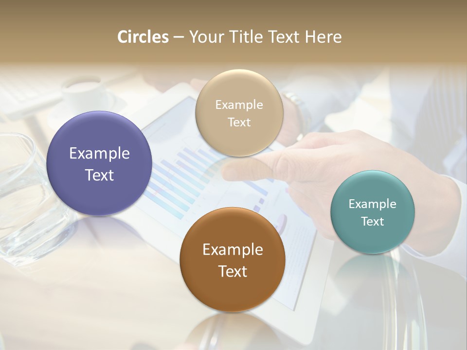 A Group Of People Sitting Around A Table With A Tablet PowerPoint Template