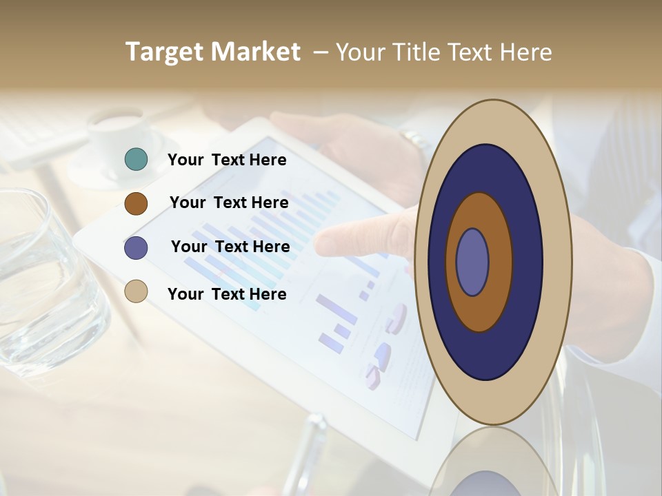 A Group Of People Sitting Around A Table With A Tablet PowerPoint Template