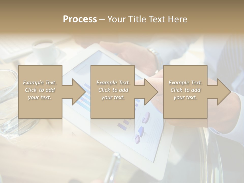 A Group Of People Sitting Around A Table With A Tablet PowerPoint Template