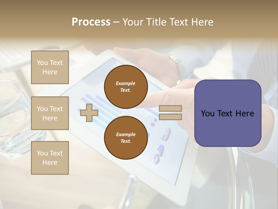 A Group Of People Sitting Around A Table With A Tablet PowerPoint Template