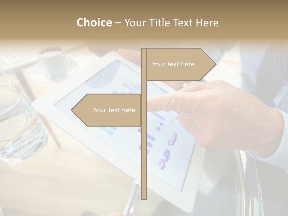 A Group Of People Sitting Around A Table With A Tablet PowerPoint Template
