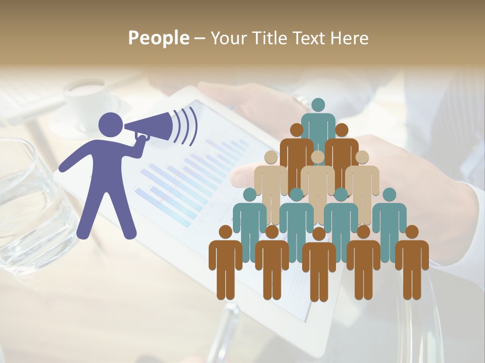 A Group Of People Sitting Around A Table With A Tablet PowerPoint Template