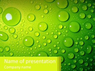 A Green Background With Water Droplets On It PowerPoint Template