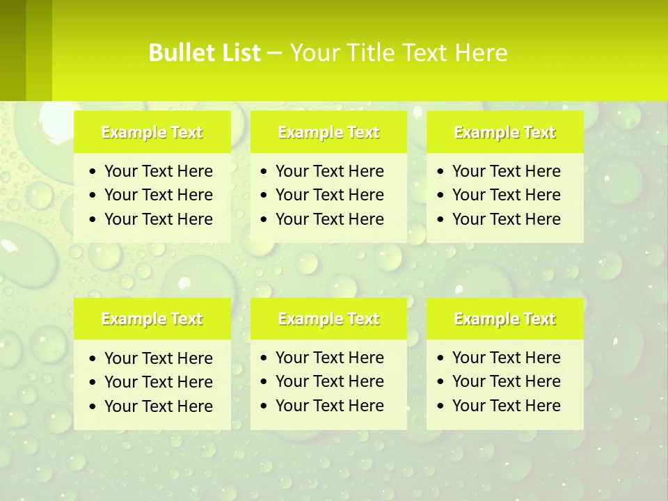 A Green Background With Water Droplets On It PowerPoint Template