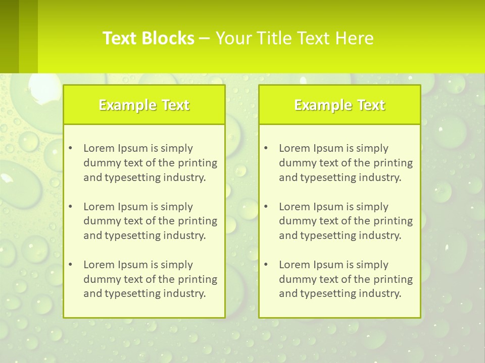 A Green Background With Water Droplets On It PowerPoint Template