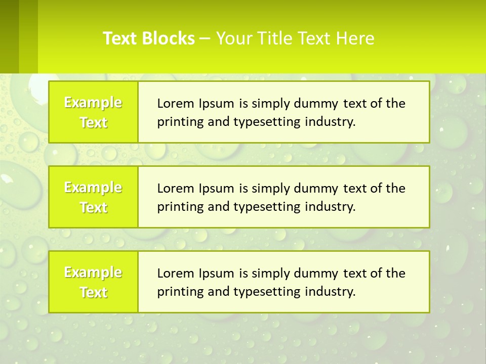 A Green Background With Water Droplets On It PowerPoint Template