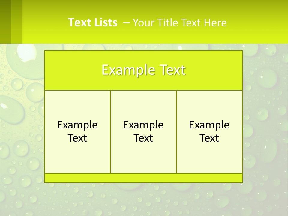 A Green Background With Water Droplets On It PowerPoint Template