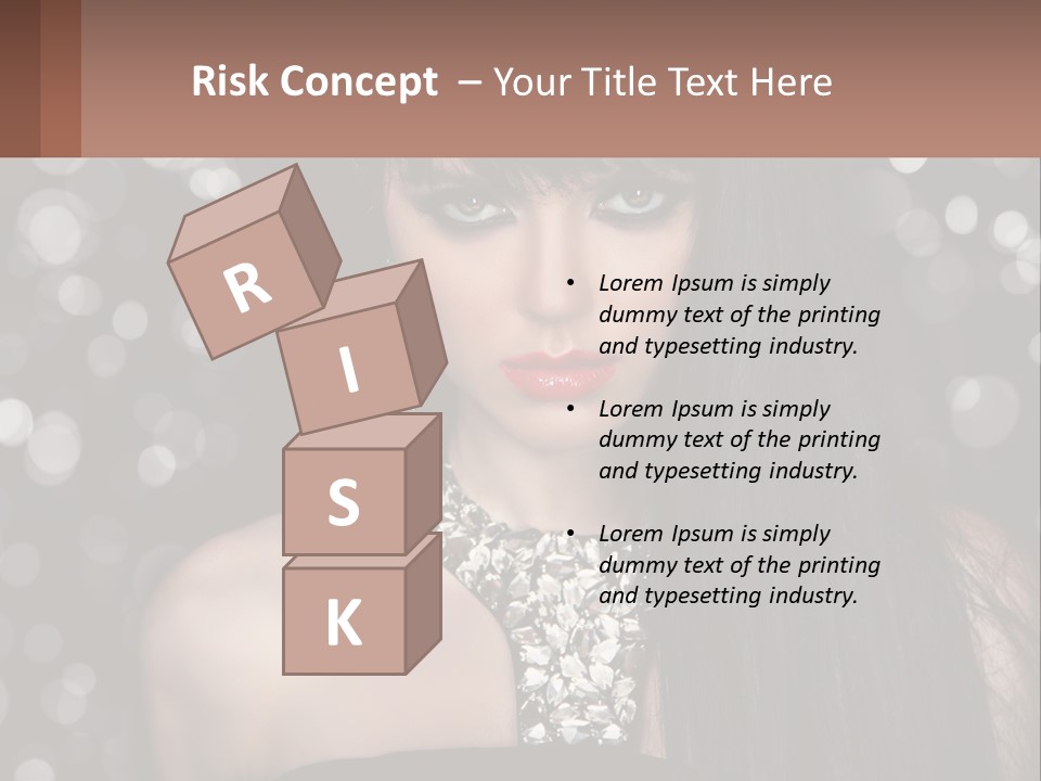 A Woman With Long Black Hair And Red Lipstick PowerPoint Template
