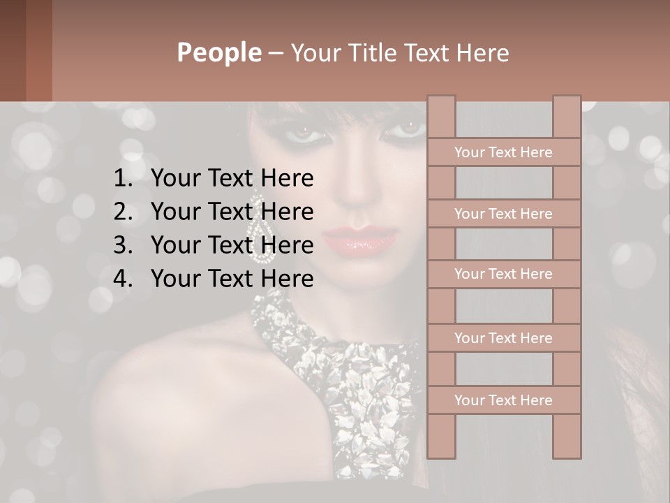 A Woman With Long Black Hair And Red Lipstick PowerPoint Template