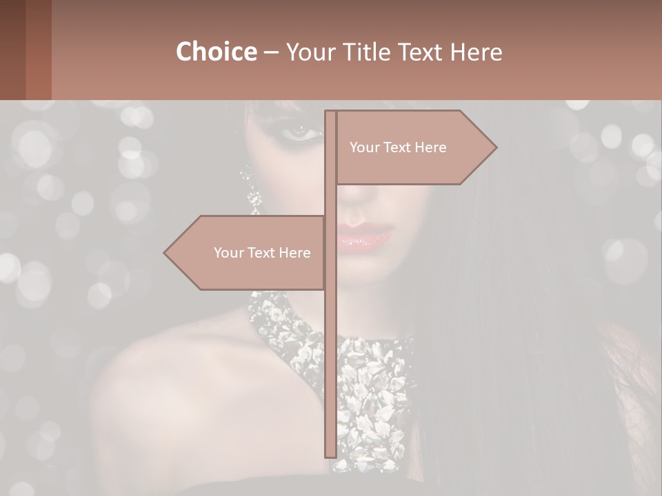 A Woman With Long Black Hair And Red Lipstick PowerPoint Template