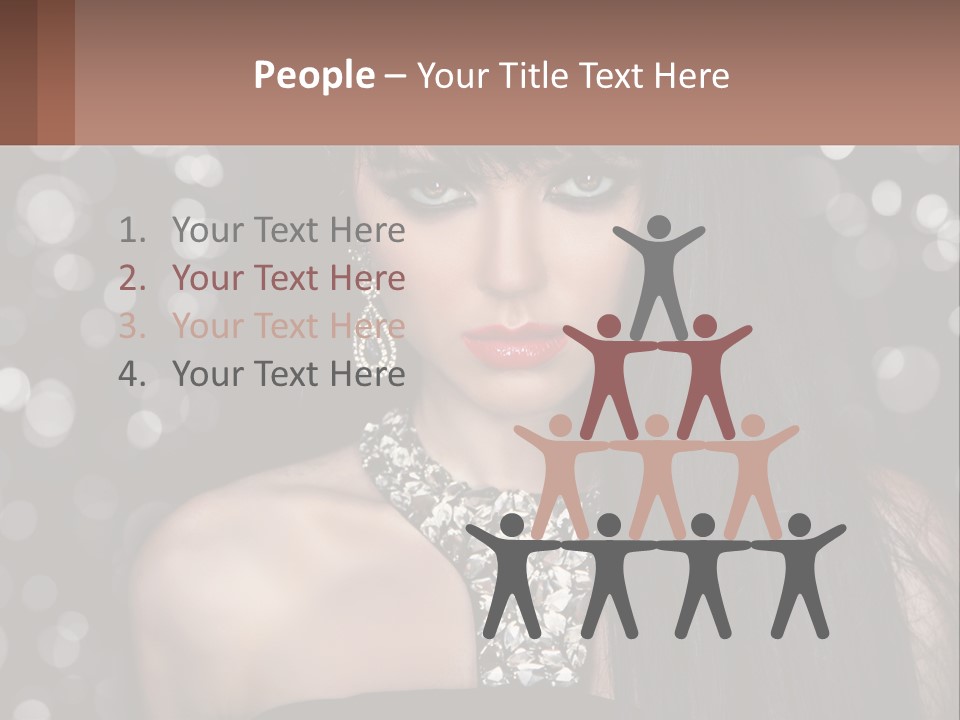 A Woman With Long Black Hair And Red Lipstick PowerPoint Template