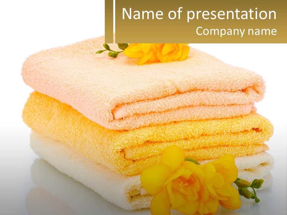A Stack Of Towels With Yellow Flowers On Them PowerPoint Template