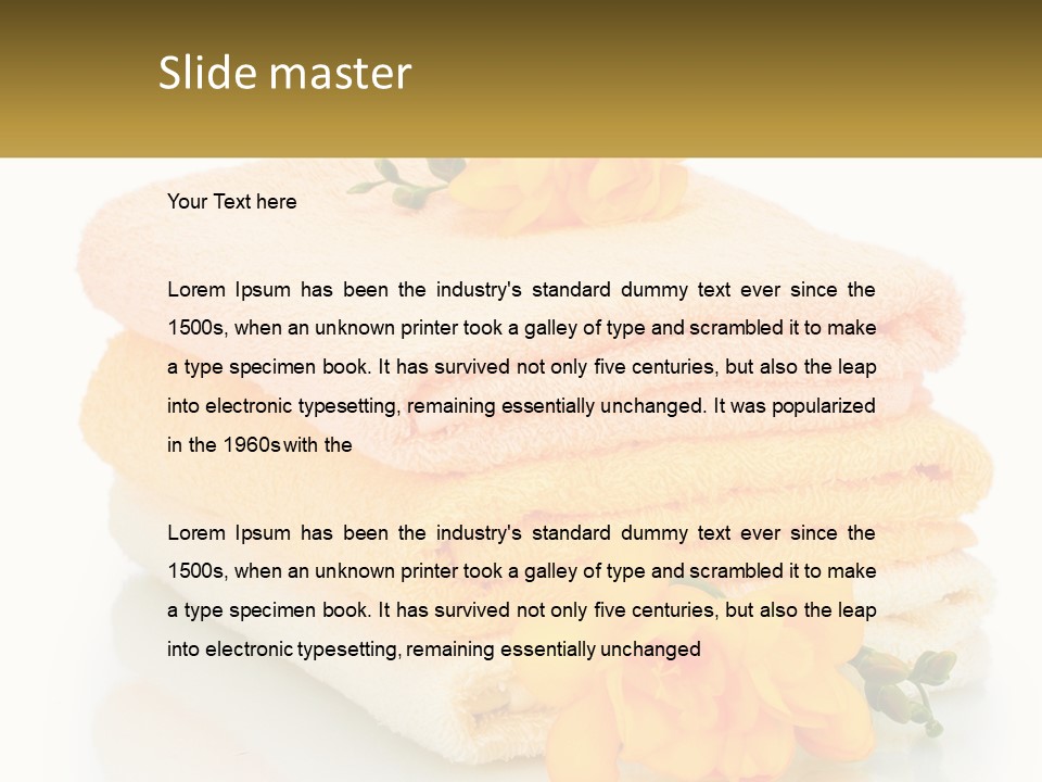 A Stack Of Towels With Yellow Flowers On Them PowerPoint Template