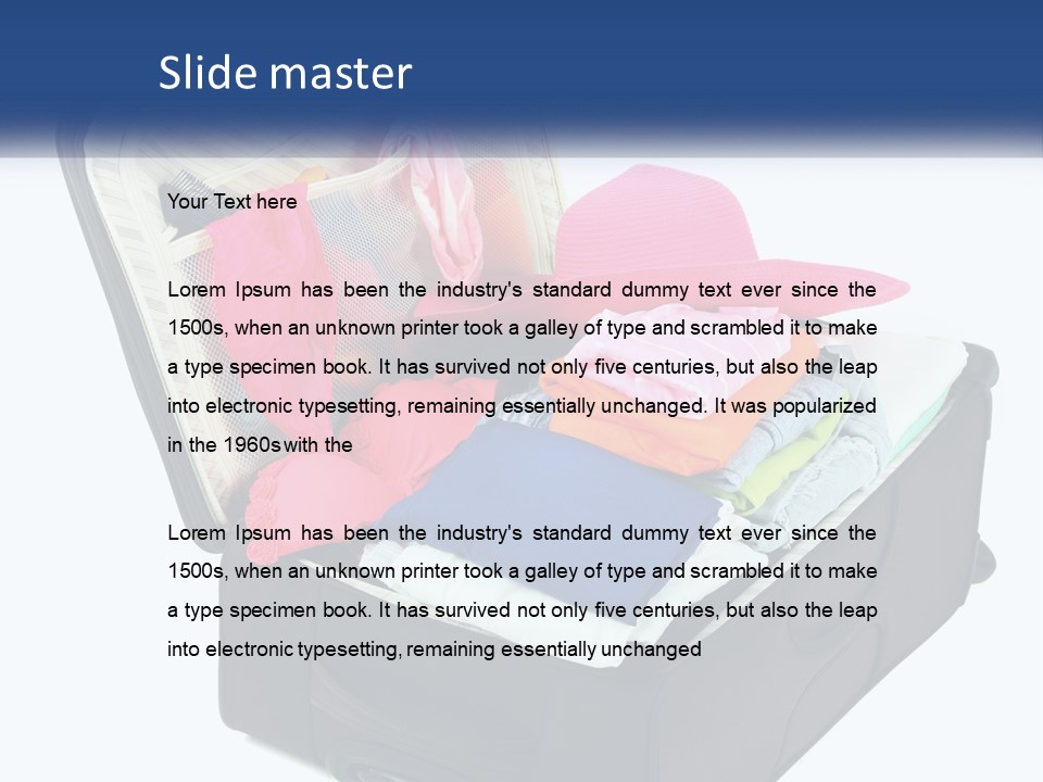 A Suitcase Filled With Clothes And A Hat PowerPoint Template