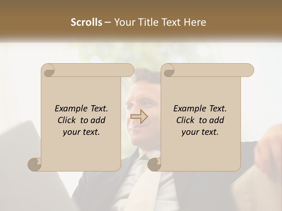 A Man In A Suit Sitting In Front Of A Laptop PowerPoint Template