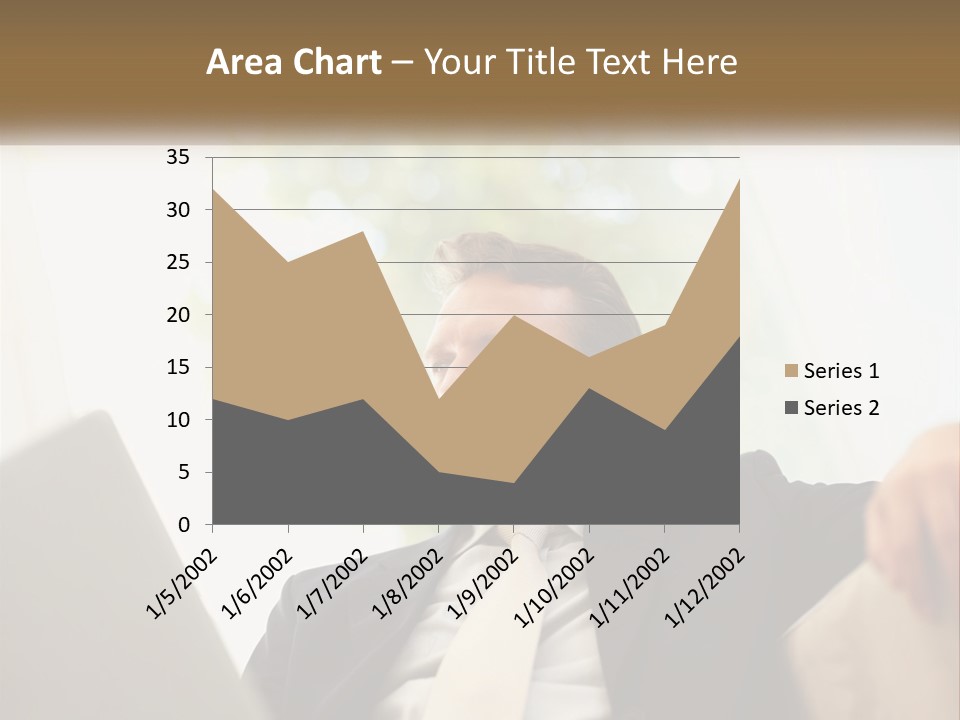 A Man In A Suit Sitting In Front Of A Laptop PowerPoint Template