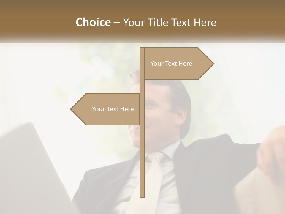 A Man In A Suit Sitting In Front Of A Laptop PowerPoint Template