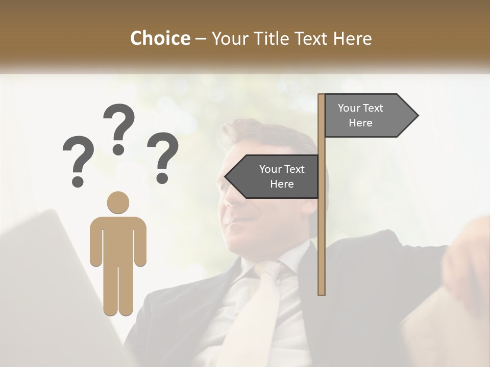 A Man In A Suit Sitting In Front Of A Laptop PowerPoint Template