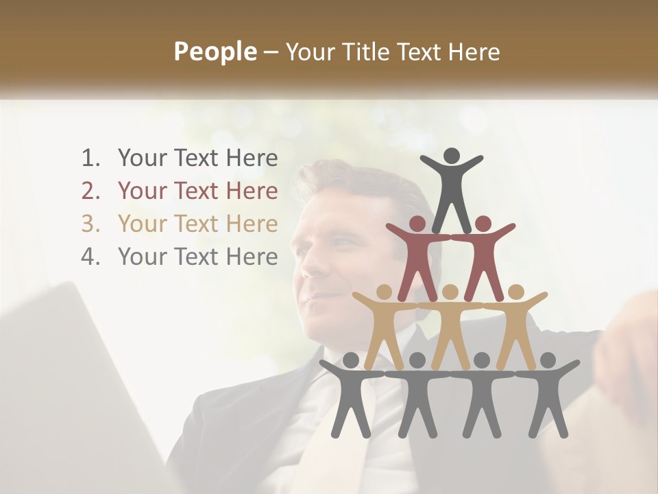 A Man In A Suit Sitting In Front Of A Laptop PowerPoint Template