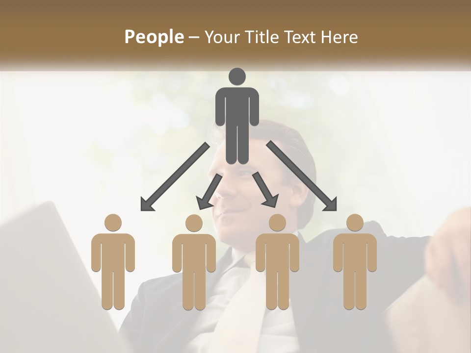 A Man In A Suit Sitting In Front Of A Laptop PowerPoint Template