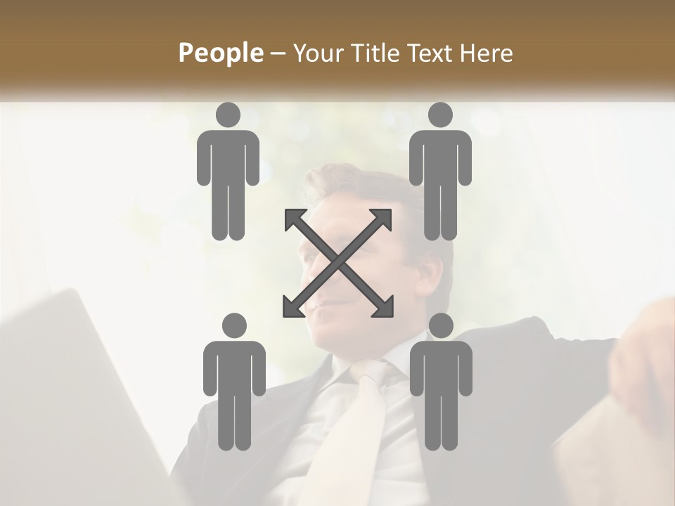 A Man In A Suit Sitting In Front Of A Laptop PowerPoint Template