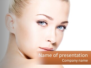 A Beautiful Blond Woman With Blue Eyes Powerpoint Template PowerPoint Template