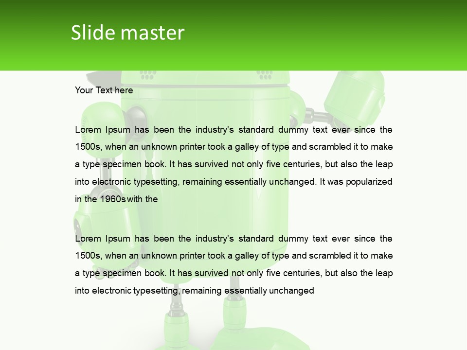 A Green Robot Is Holding A Wrench PowerPoint Template