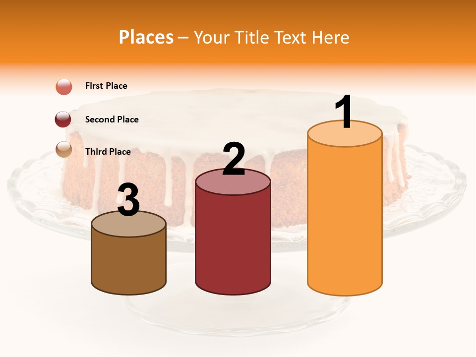 A Cake With White Icing On A Glass Plate PowerPoint Template