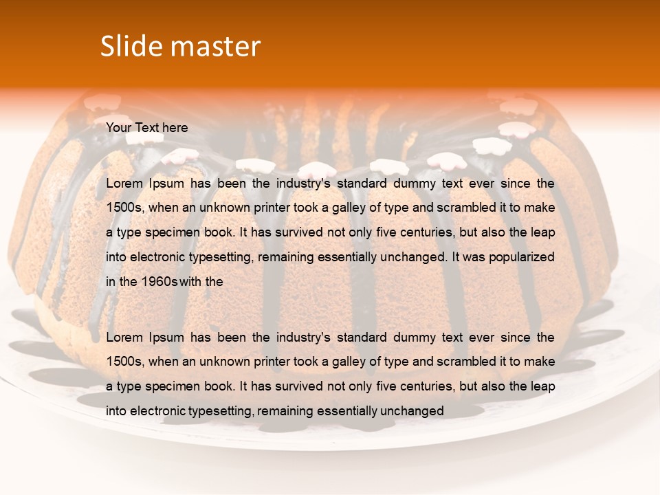 A Bundt Cake With Chocolate Icing On A Plate PowerPoint Template