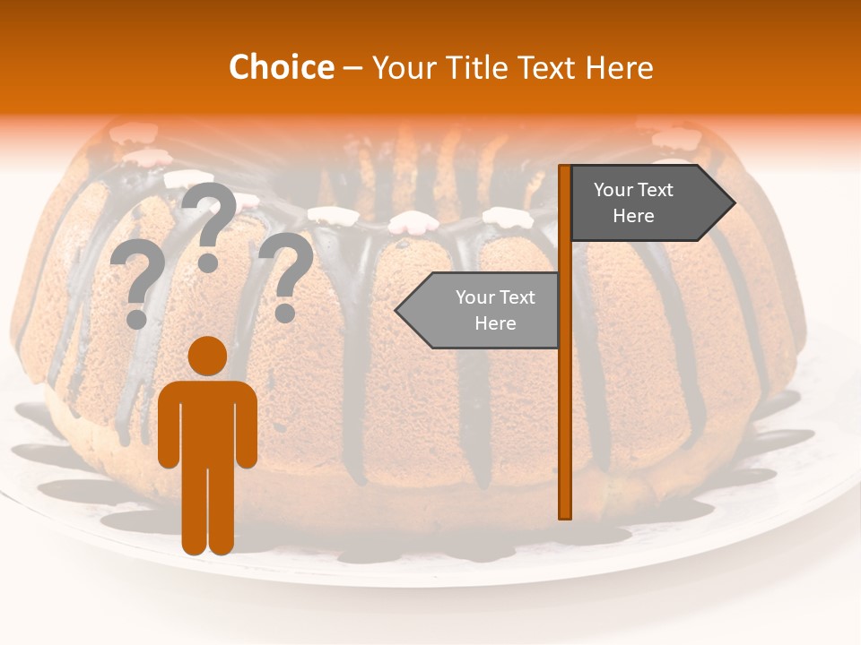 A Bundt Cake With Chocolate Icing On A Plate PowerPoint Template