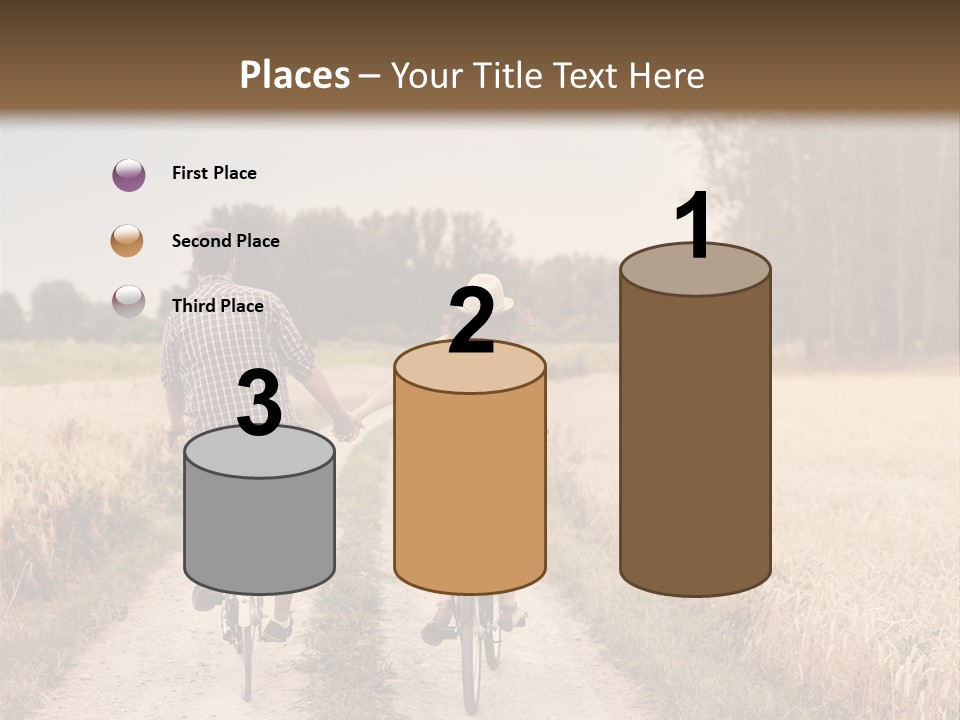 A Man And A Woman Riding Bikes Down A Dirt Road PowerPoint Template