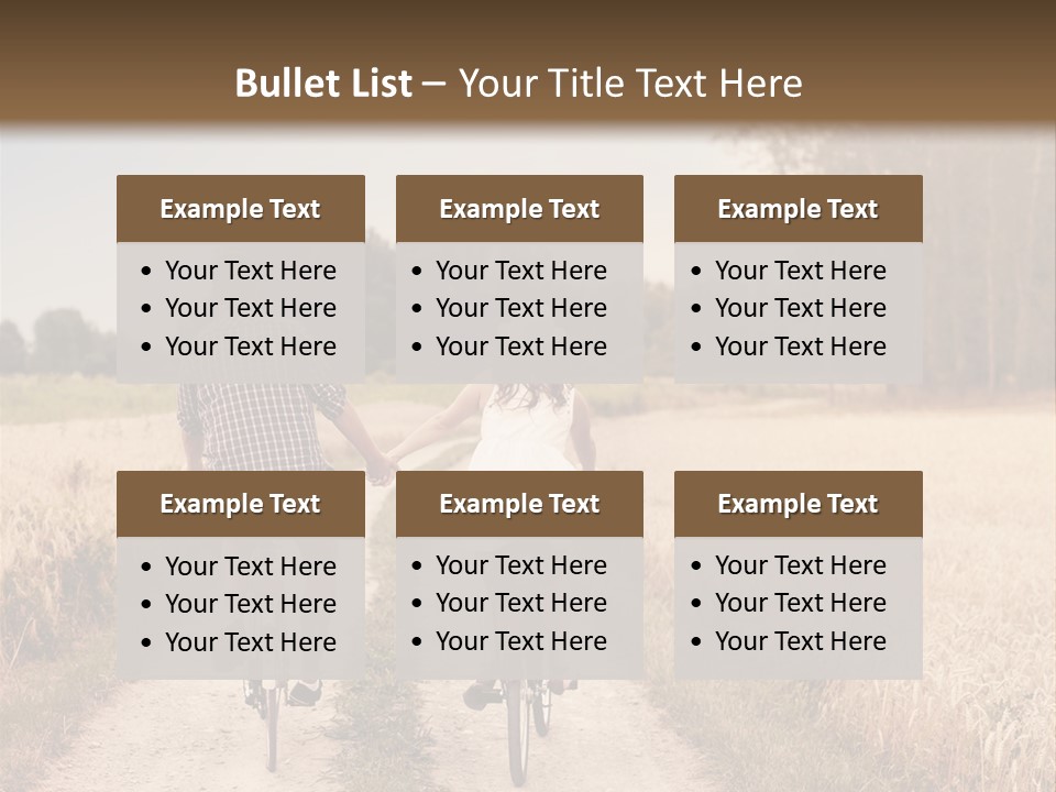 A Man And A Woman Riding Bikes Down A Dirt Road PowerPoint Template